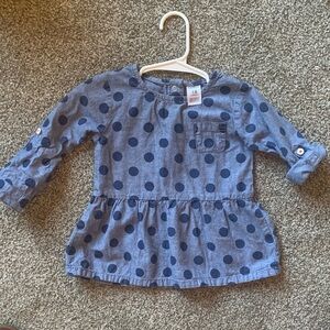Carter's 18M Denim Blue Polka Dot Peplum Top